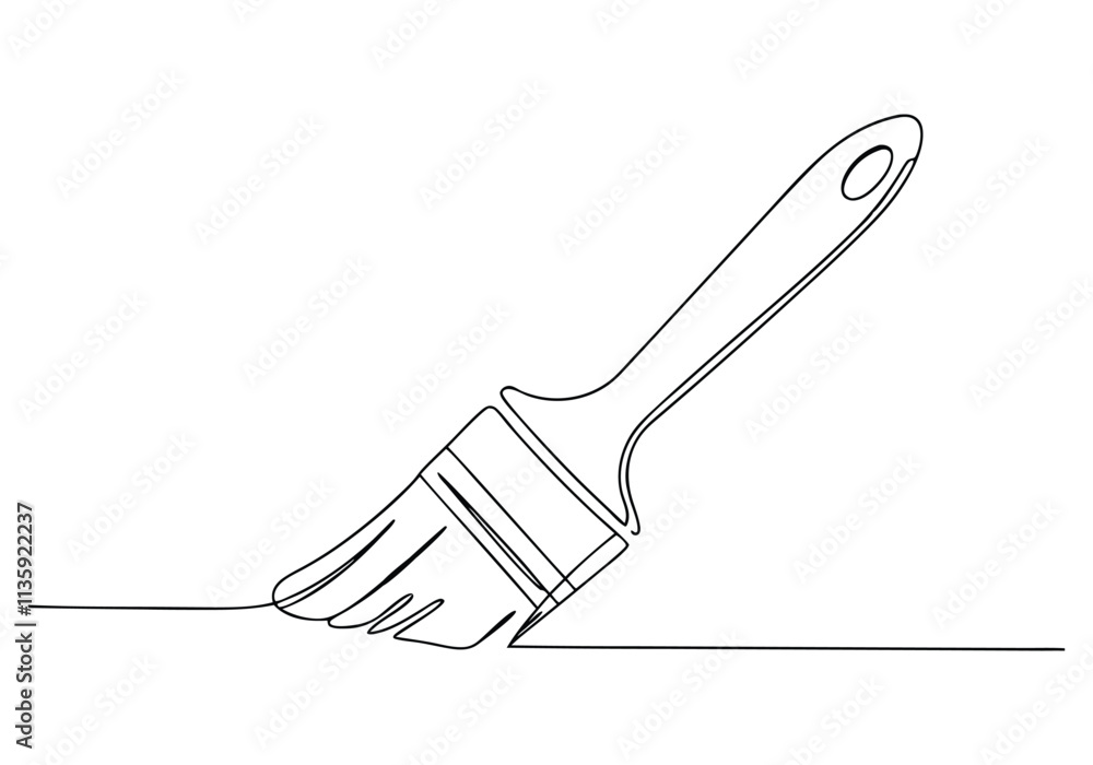 Continuous One-Line Drawing of a Paintbrush - Minimalist Art Tool Design Continuous One-Line Drawing of a Paintbrush - Minimalist Art Tool Design