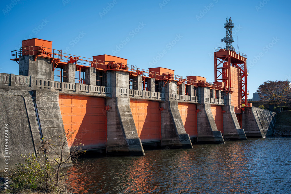 赤羽の赤水門(岩淵水門) 東京都北区赤羽