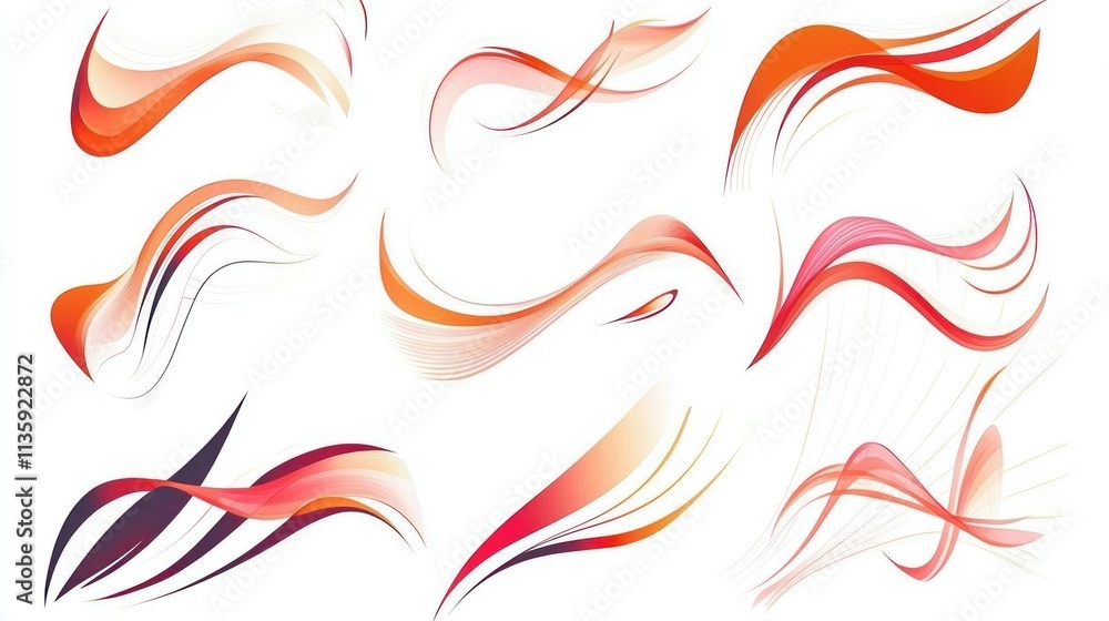 A collection of abstract shapes and lines that can be used as design elements in various projects A collection of abstract shapes and lines that can be used as design elements in various projects