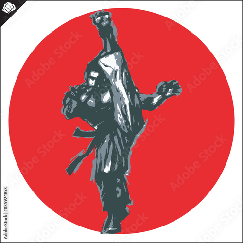 Martial art colored simbol design. Karate emblem.