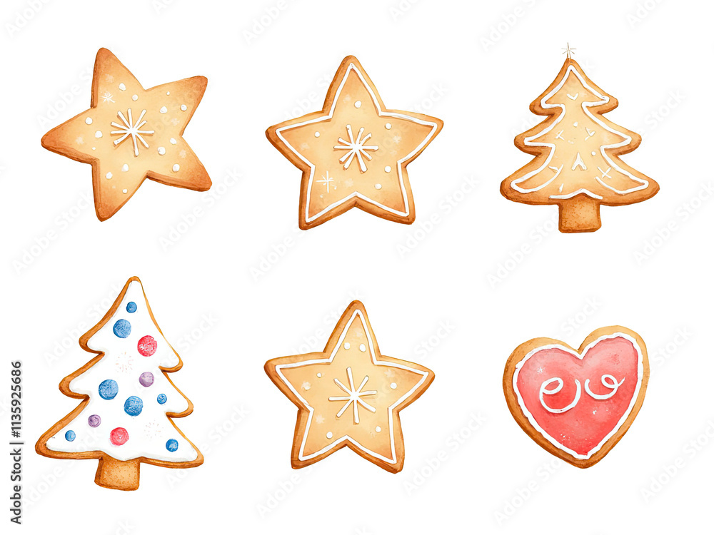 Watercolor Christmas Gingerbread Cookies Watercolor Christmas Gingerbread Cookies