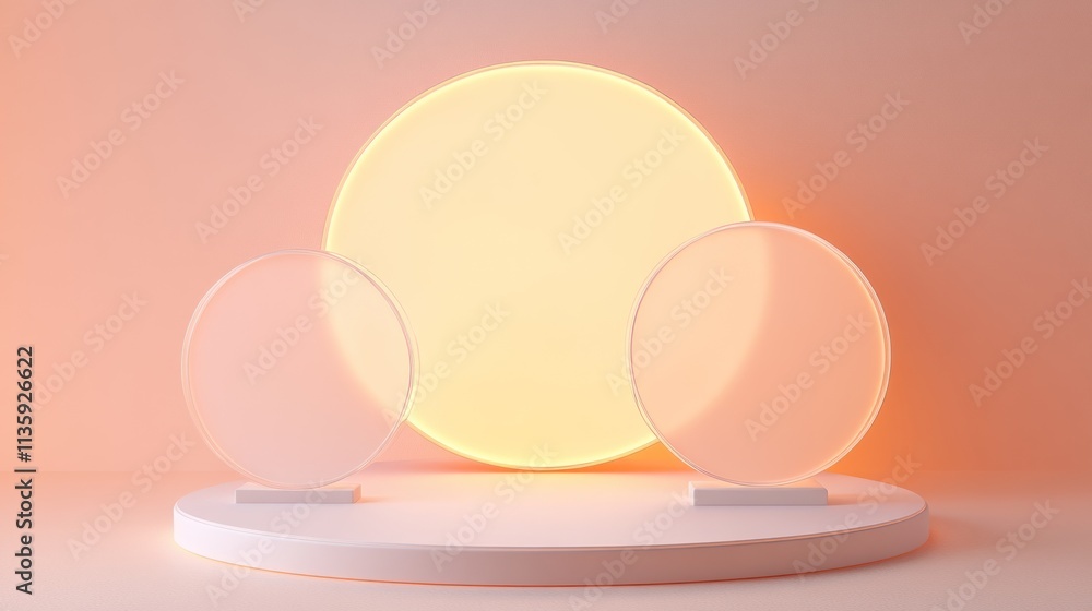 Fototapeta premium Minimalist Abstract Pastel Circle Display Platform