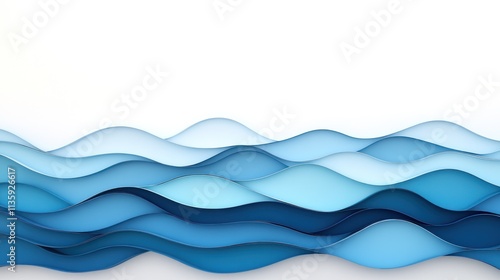 Abstract Blue Waves Paper Cut Design