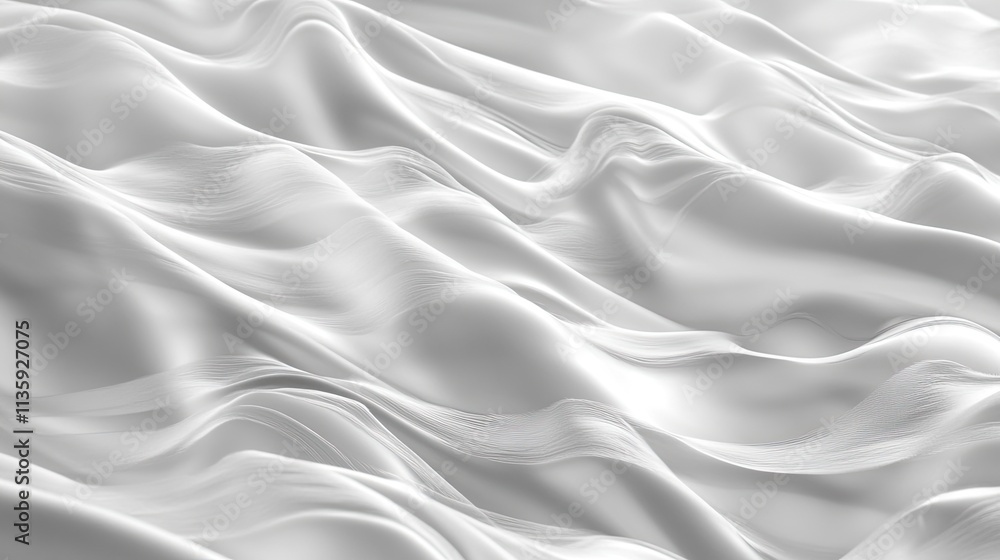 Abstract White Fabric Draped Softly Wavelike Abstract White Fabric Draped Softly Wavelike