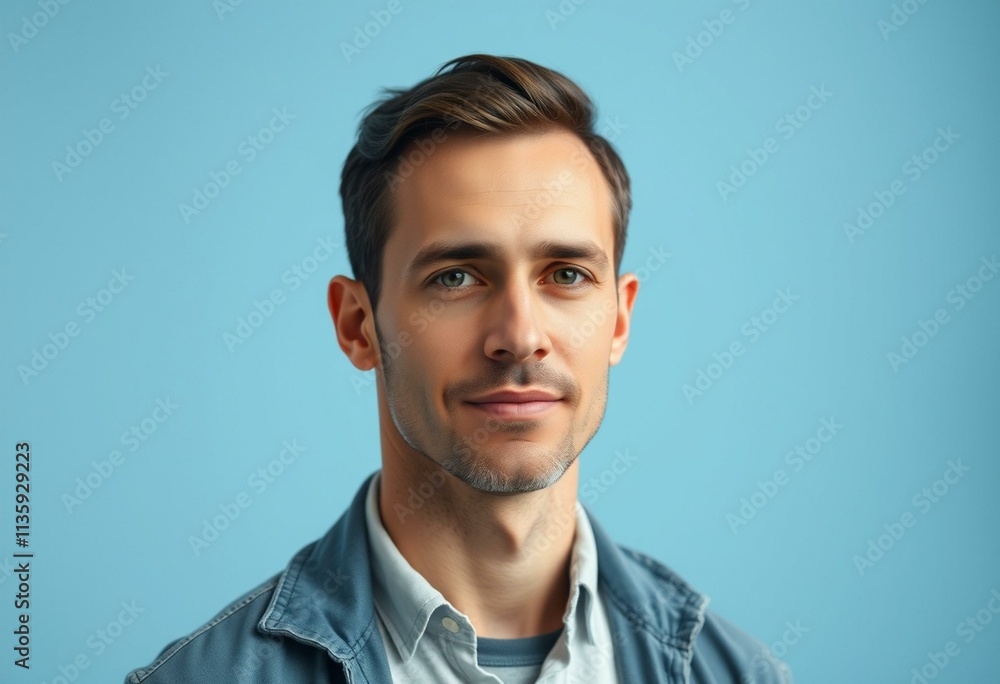 A calm and serene portrait of a young man A calm and serene portrait of a young man