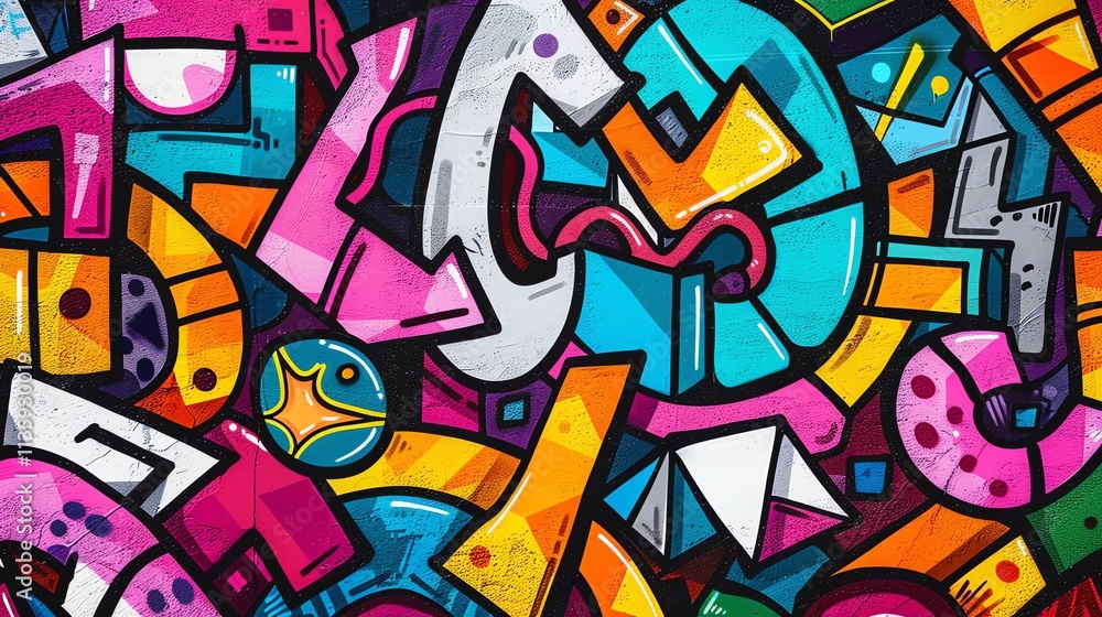 Abstract colorful graffiti art on a wall. Abstract colorful graffiti art on a wall.