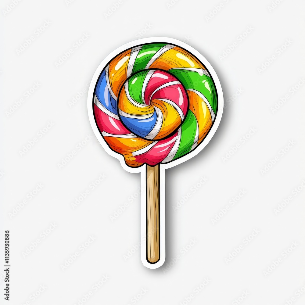 Colorful Rainbow Swirl Lollipop Sticker Design Colorful Rainbow Swirl Lollipop Sticker Design