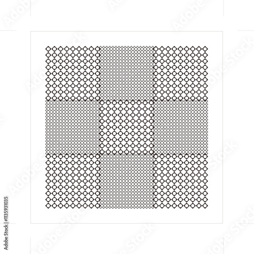 Geometric ornaments formed by squares and circles are beautiful and elegant. For graphic source elements