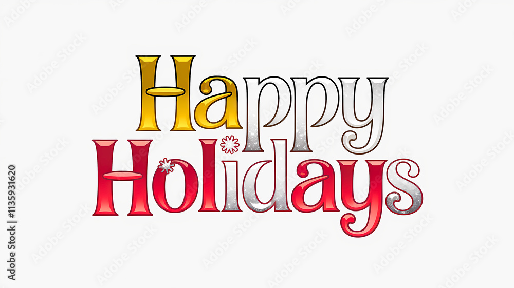 Fototapeta premium Happy Holidays Festive Christmas Words Illustration Graphic For Marketing