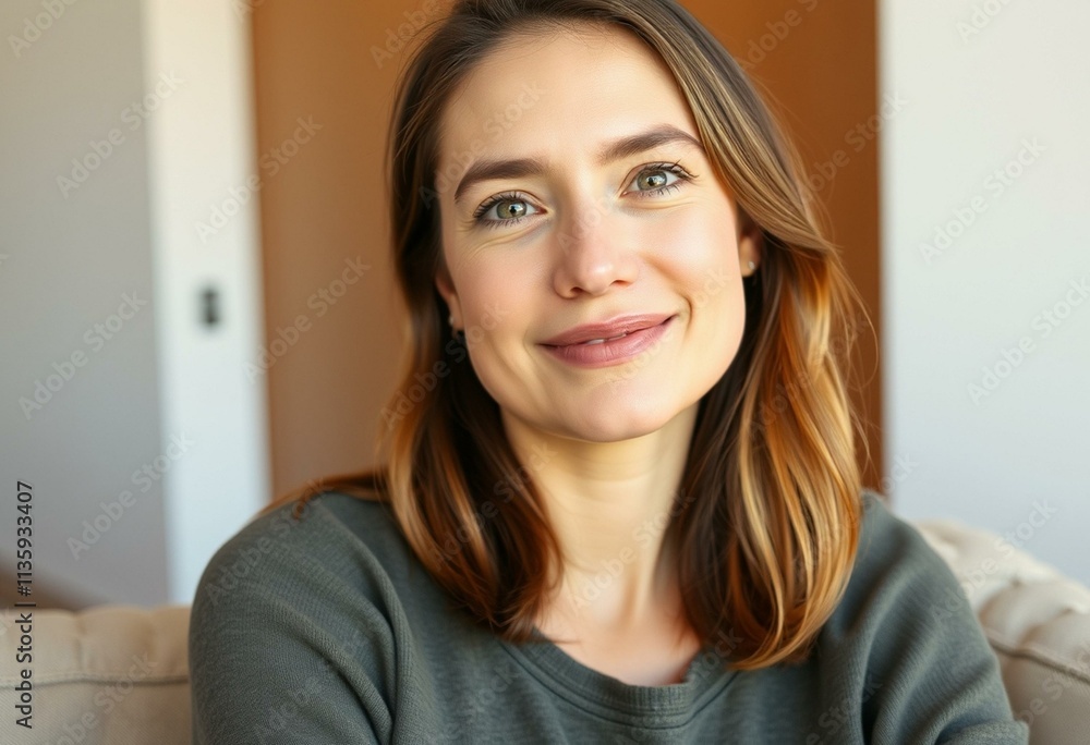 Half-length portrait of a 30-year-old female with a neutral expression Half-length portrait of a 30-year-old female with a neutral expression