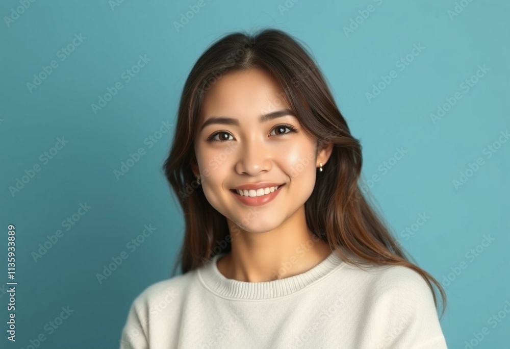 Half-length portrait of a 25-year-old female with a warm and calm expression Half-length portrait of a 25-year-old female with a warm and calm expression