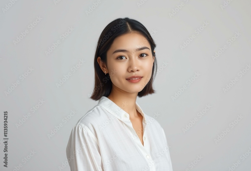 Serene half-length portrait of a young female Serene half-length portrait of a young female
