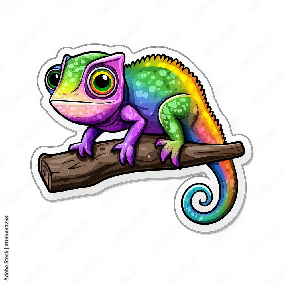Obraz premium Colorful Anime Chameleon Sticker Design