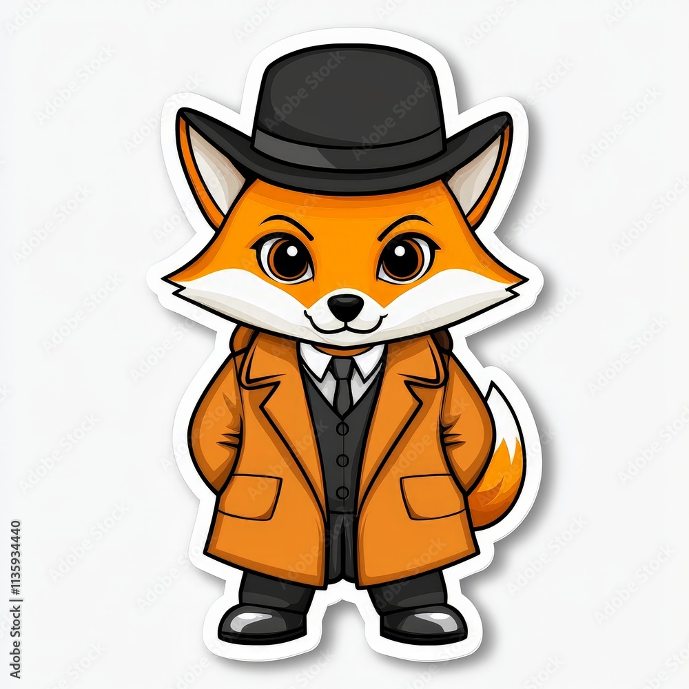 Anime Fox Detective Character Sticker Design Anime Fox Detective Character Sticker Design