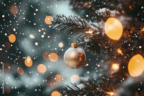 a close up of a christmas tree with lights photo