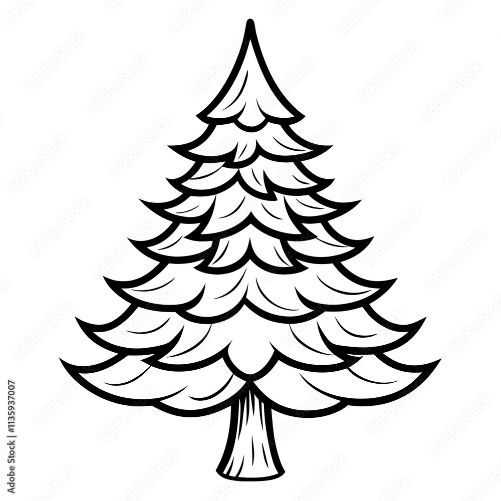 Coloring page with pine tree Coloring page with pine tree