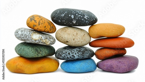 Colorful Stacked Stones, Zen Rock Balance, Meditation Image photo