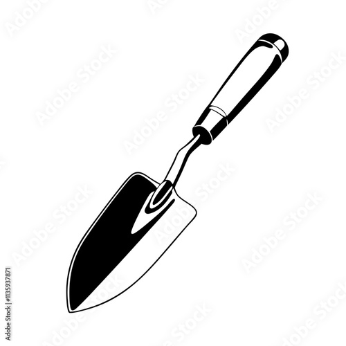 Gardening trowel line drawing with transparent background for creative projects