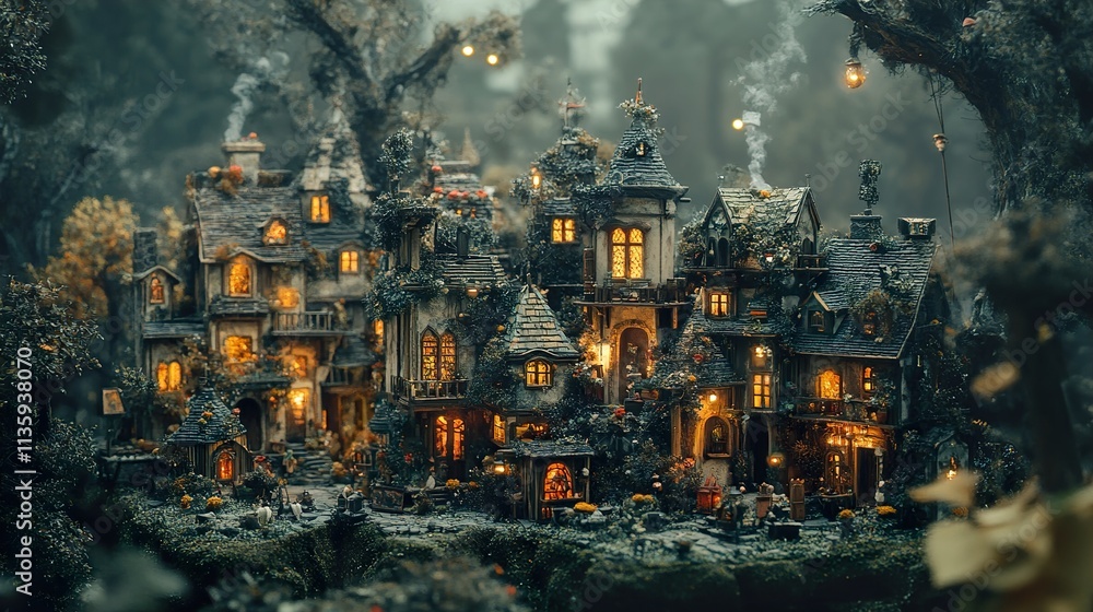 Enchanted Village at Night: A Fairytale Fantasy Enchanted Village at Night: A Fairytale Fantasy