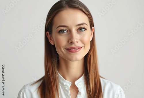 Half-length portrait of a calm and serene female