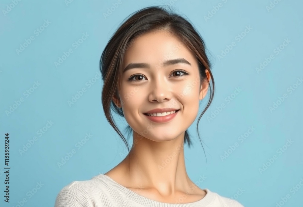 Half-length portrait of a 25-year-old female with a warm and calm expression Half-length portrait of a 25-year-old female with a warm and calm expression
