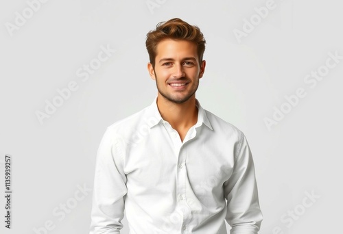 Half-length portrait of a calm and serene male