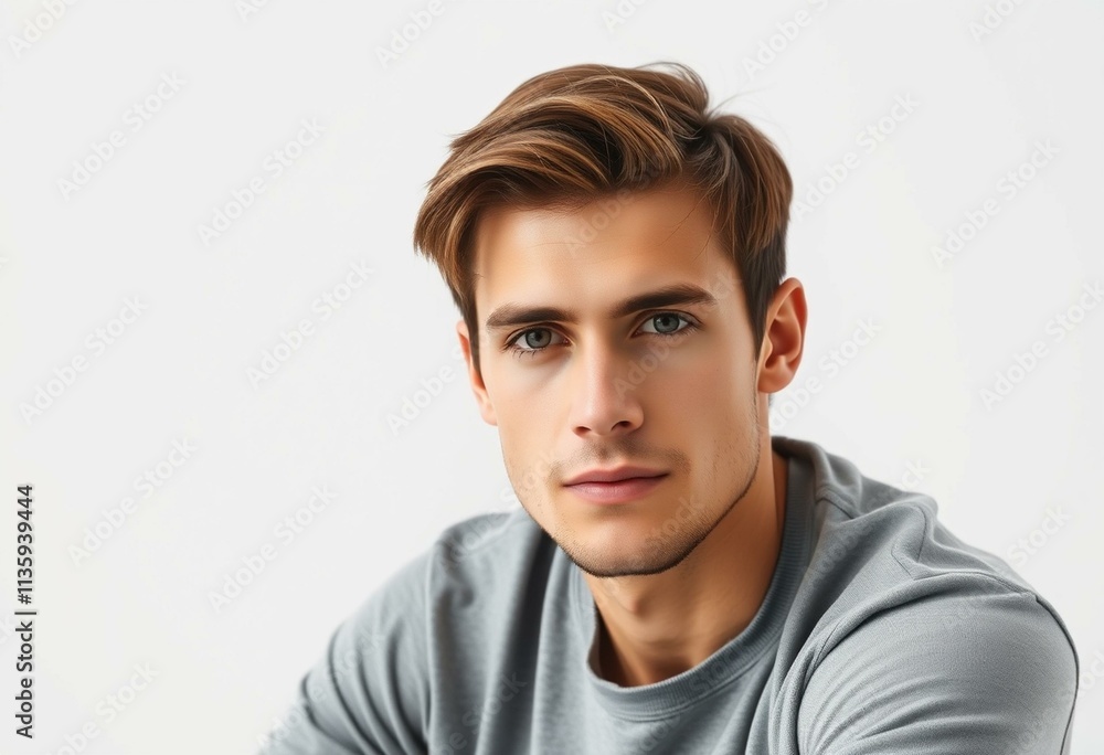 Half-length portrait of a calm young man Half-length portrait of a calm young man