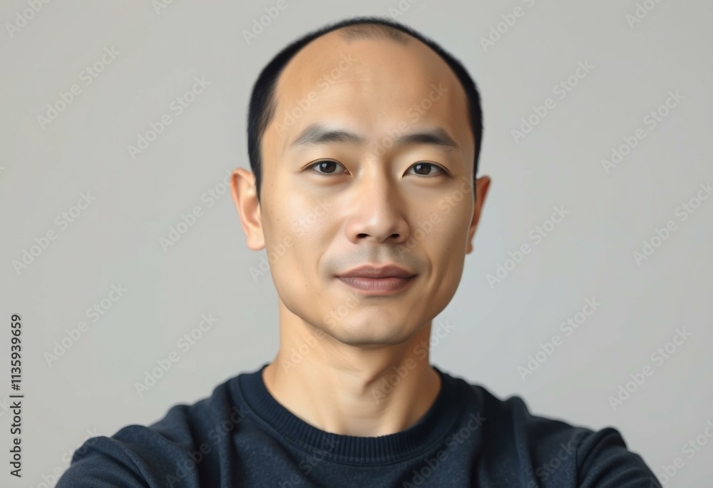Half-length portrait of a calm Asian male Half-length portrait of a calm Asian male