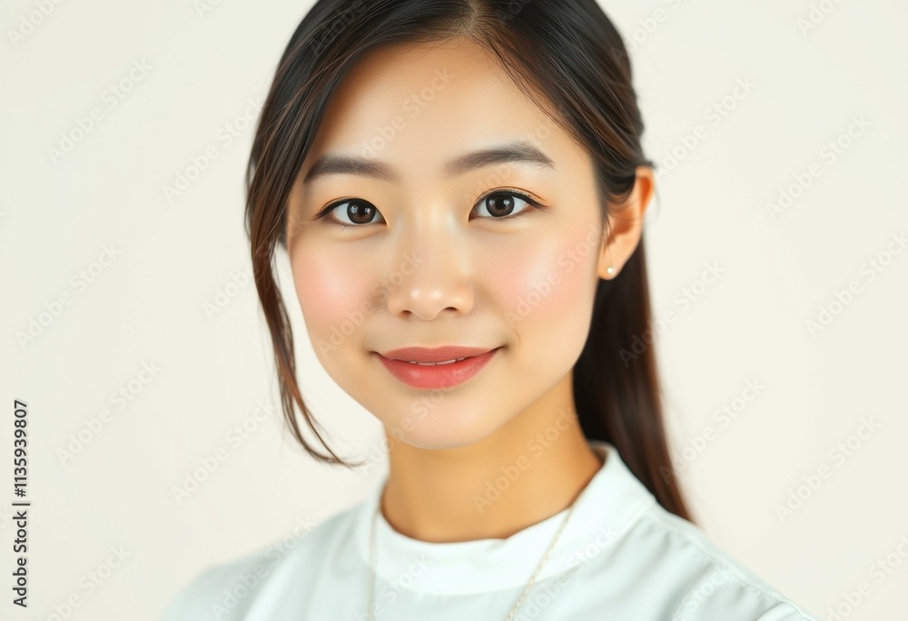 Half-length portrait of a calm Asian female Half-length portrait of a calm Asian female