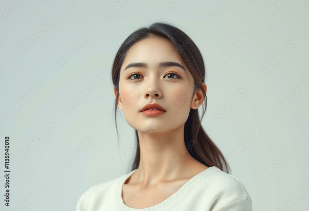 Serene half-length portrait of a young woman Serene half-length portrait of a young woman