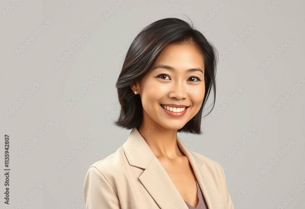 Portrait of a 35-year-old Asian woman with a warm smile Portrait of a 35-year-old Asian woman with a warm smile