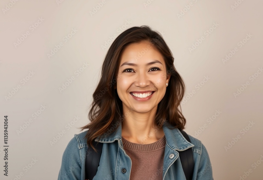 Half-length portrait of a woman with a warm smile Half-length portrait of a woman with a warm smile