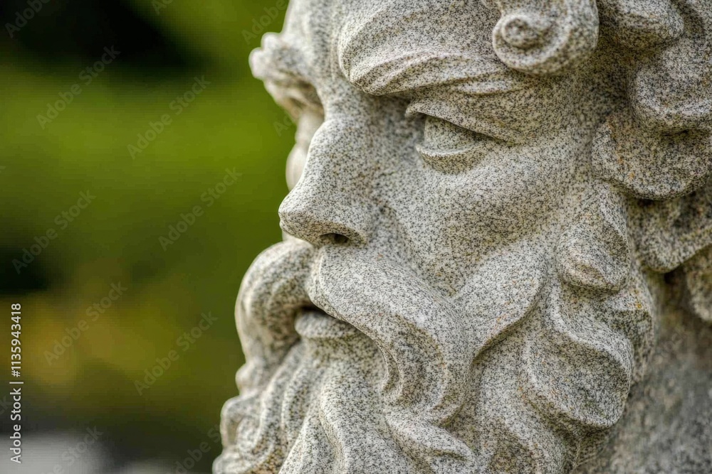 close up of stone sculpture face close up of stone sculpture face