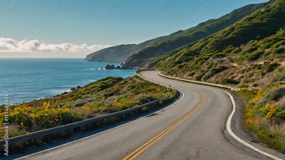 Beautiful Coastal Road Near the Sea Beautiful Coastal Road Near the Sea