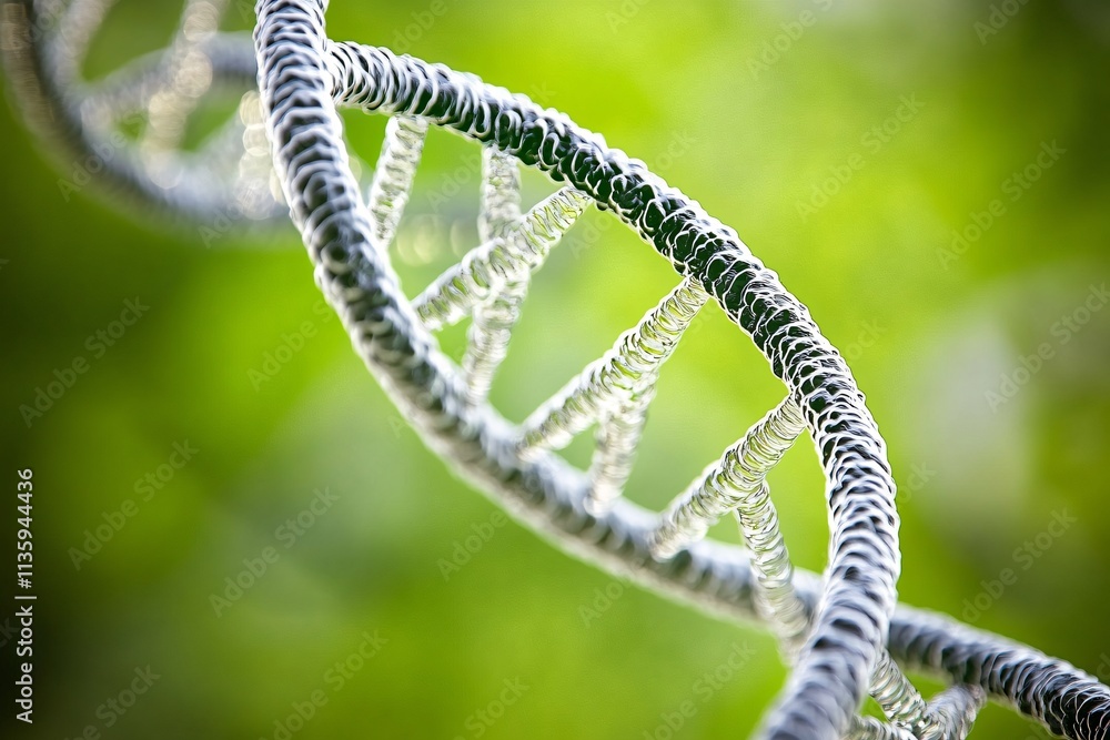 Stunning Closeup of DNA Double Helix Against Green Background Stunning Closeup of DNA Double Helix Against Green Background