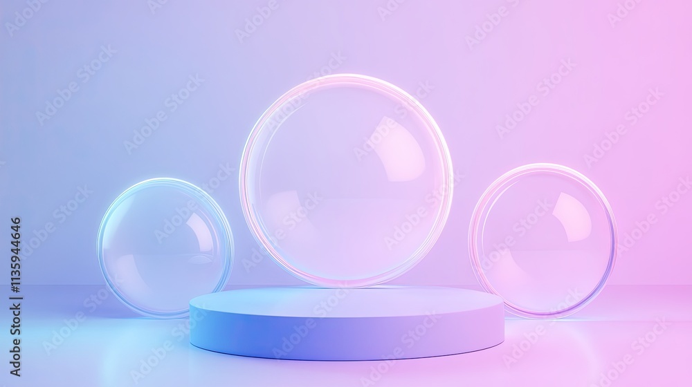 Pastel Blue and Pink Abstract Glass Display Platform Pastel Blue and Pink Abstract Glass Display Platform