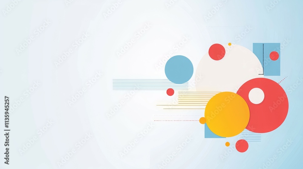 Abstract design featuring colorful circles and shapes on a light background. Abstract design featuring colorful circles and shapes on a light background.