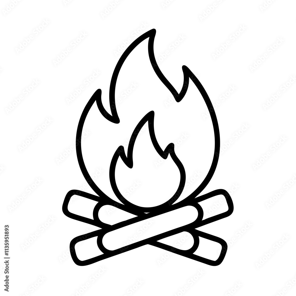campfire icon, summer line art, summer icon - simple black line art icon of campfire, symbolizing summer celebrations. summer vector art. campfire icon, summer line art, summer icon - simple black line art icon of campfire, symbolizing summer celebrations. summer vector art.