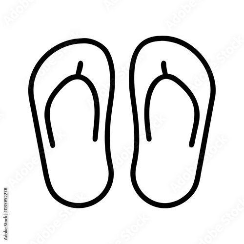 flip flops icon, summer line art, summer icon - simple black line art icon of flip flops, symbolizing summer celebrations. summer vector art.