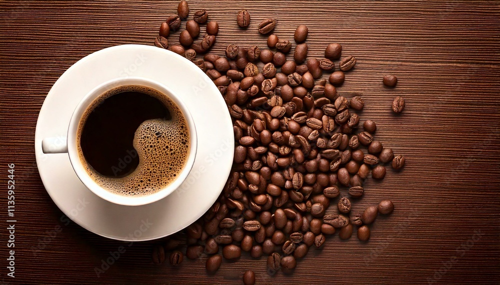 cup of coffee with beans cup of coffee with beans