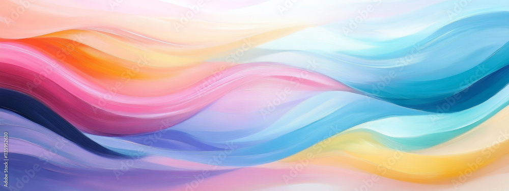vibrant painting of colorful waves with soft gradients evokes sense of calm vibrant painting of colorful waves with soft gradients evokes sense of calm