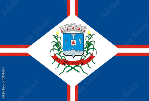Flag of municipality of the Patos de Minas, in the Minas Gerais, Brazil. Vector illustration