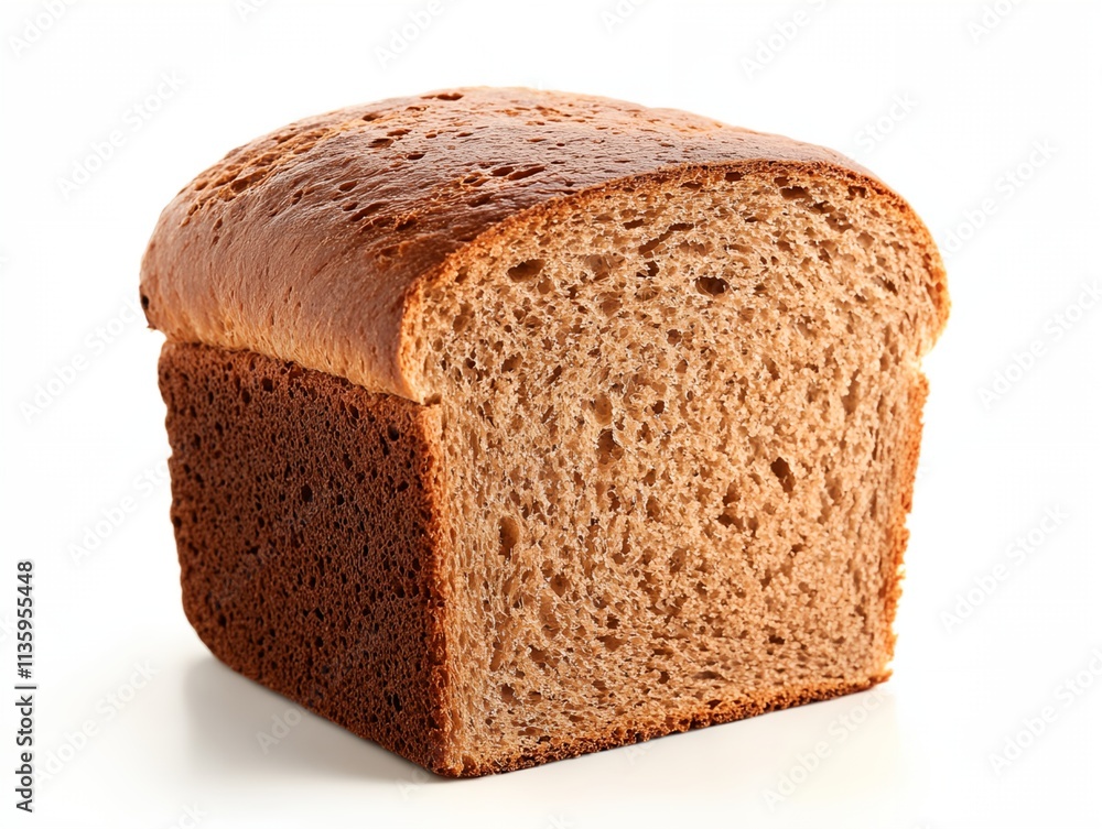 A slice of bread is shown on a white background A slice of bread is shown on a white background
