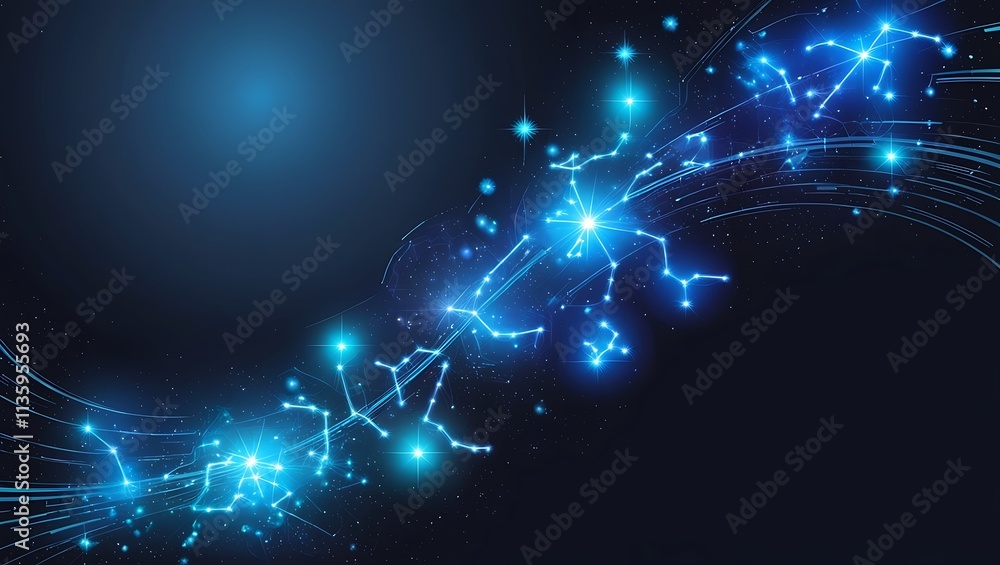 Fototapeta premium Abstract Blue Constellation Design Representing Stellar Connections