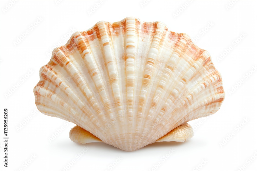 A large, white shell with a brown center A large, white shell with a brown center