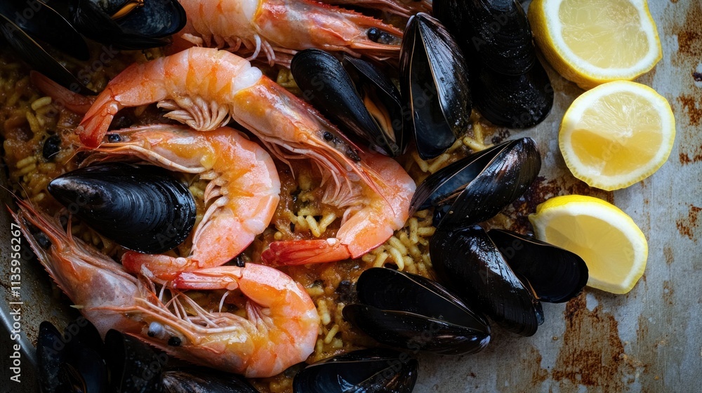 Seafood Paella with Shrimp and Mussels Seafood Paella with Shrimp and Mussels