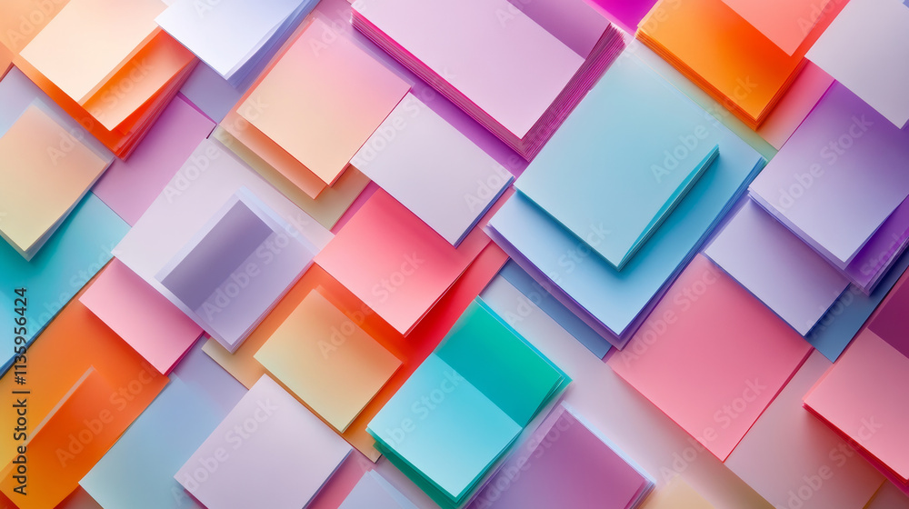 Colorful sticky notes arranged in vibrant pattern create cheerful atmosphere Colorful sticky notes arranged in vibrant pattern create cheerful atmosphere