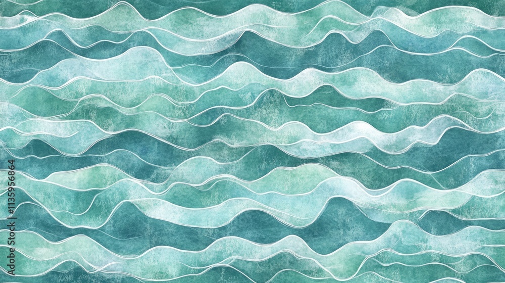Obraz premium Abstract Watercolor Ocean Waves Seamless Pattern