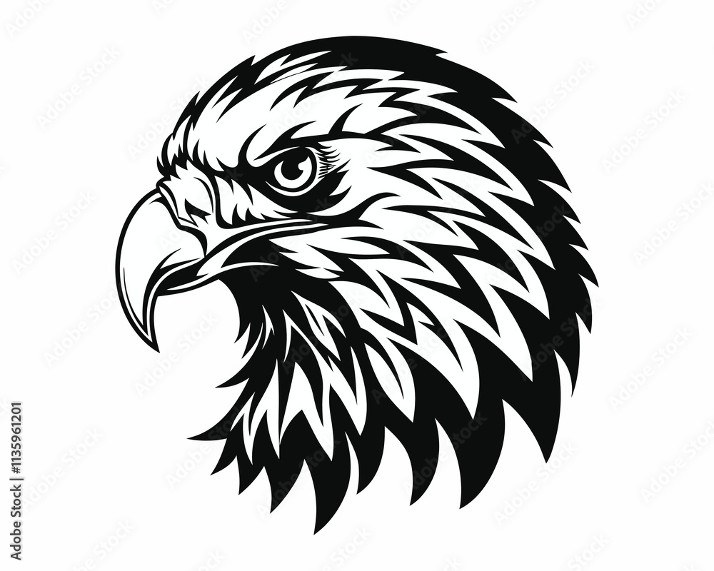 Obraz premium Eagle head silhouette vector illustration, head stylized logo