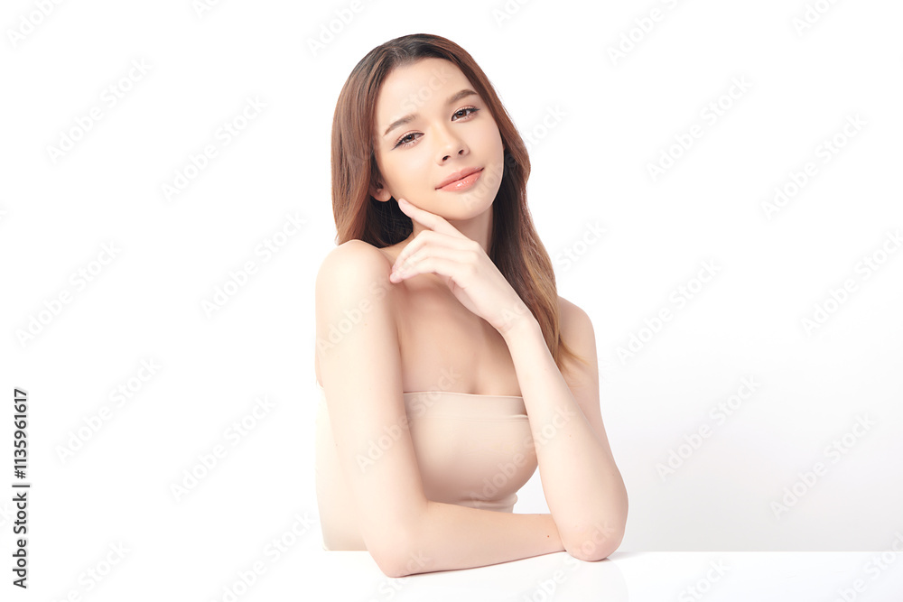 Beautiful young asian woman with clean fresh skin on white background, Face care, Facial treatment, Cosmetology, beauty and spa, Asian women portrait. Beautiful young asian woman with clean fresh skin on white background, Face care, Facial treatment, Cosmetology, beauty and spa, Asian women portrait.